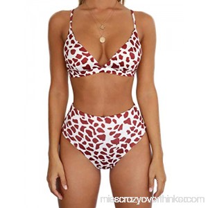 Amiliashp Womens Sexy Leopard Floral Print Bikini Set Padded Top High Waist Bottom Two Piece Swimsuit Bathing Suit Swimwear Leopard Print B07MM1LC6L